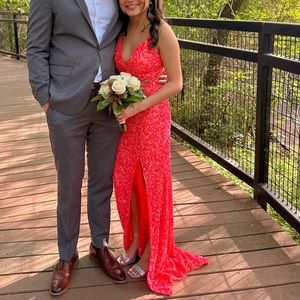 Coral Primavera Couture Prom Dress